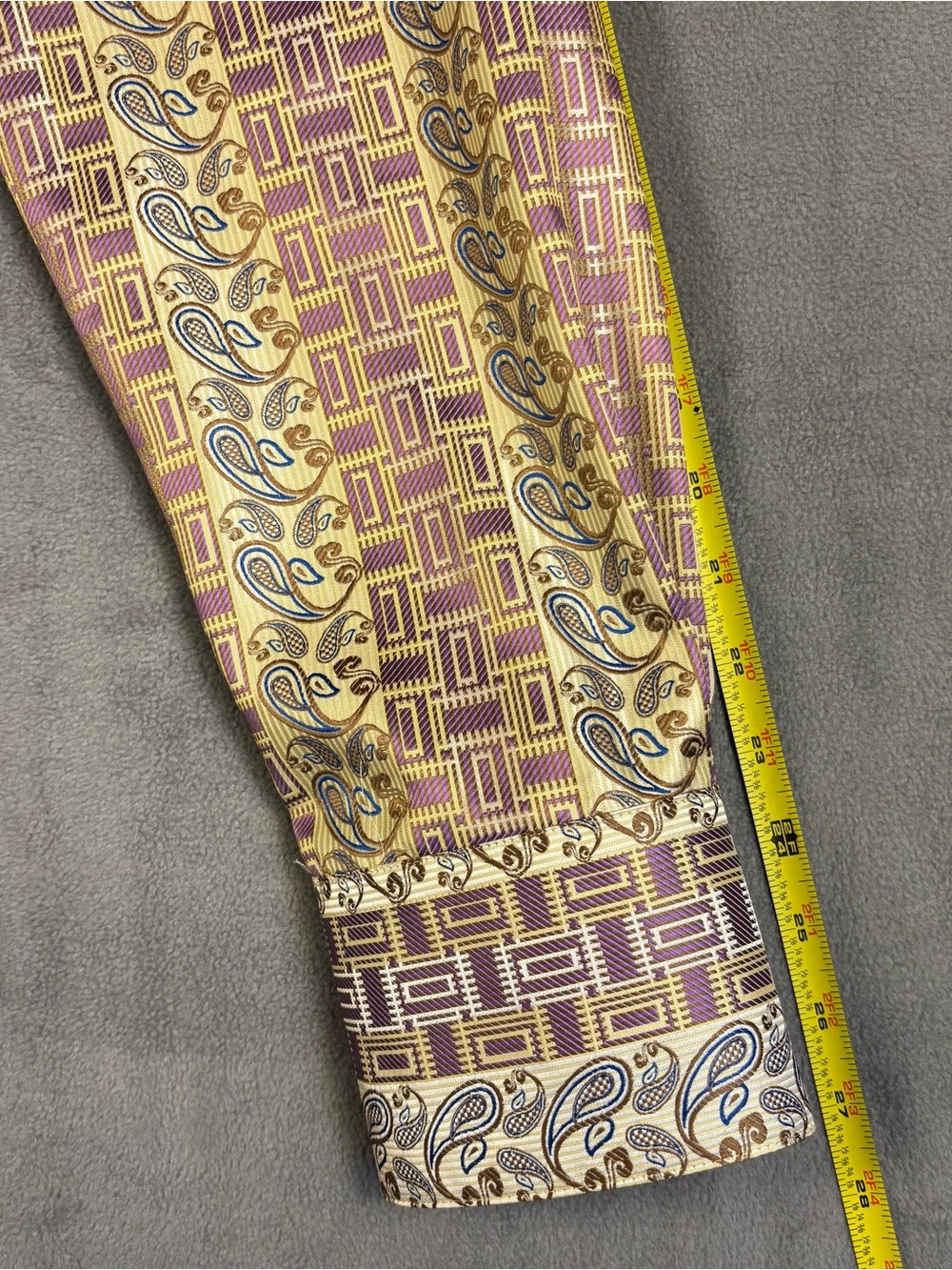 Daniel Ellissa 2XL Mens Dress Shirt Gold Purple Paisley Geometric Long Sleeve - Picture 8 of 9